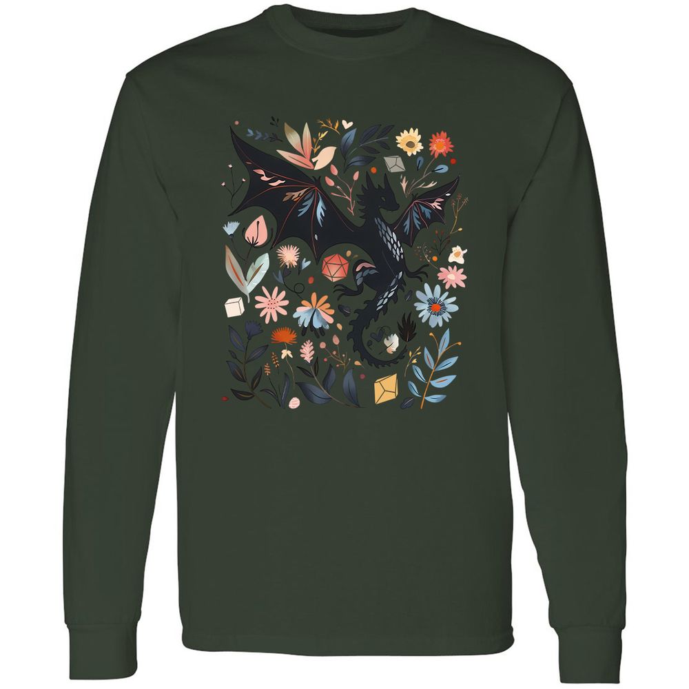 Floral DnD Dragon - Forest Green - 8