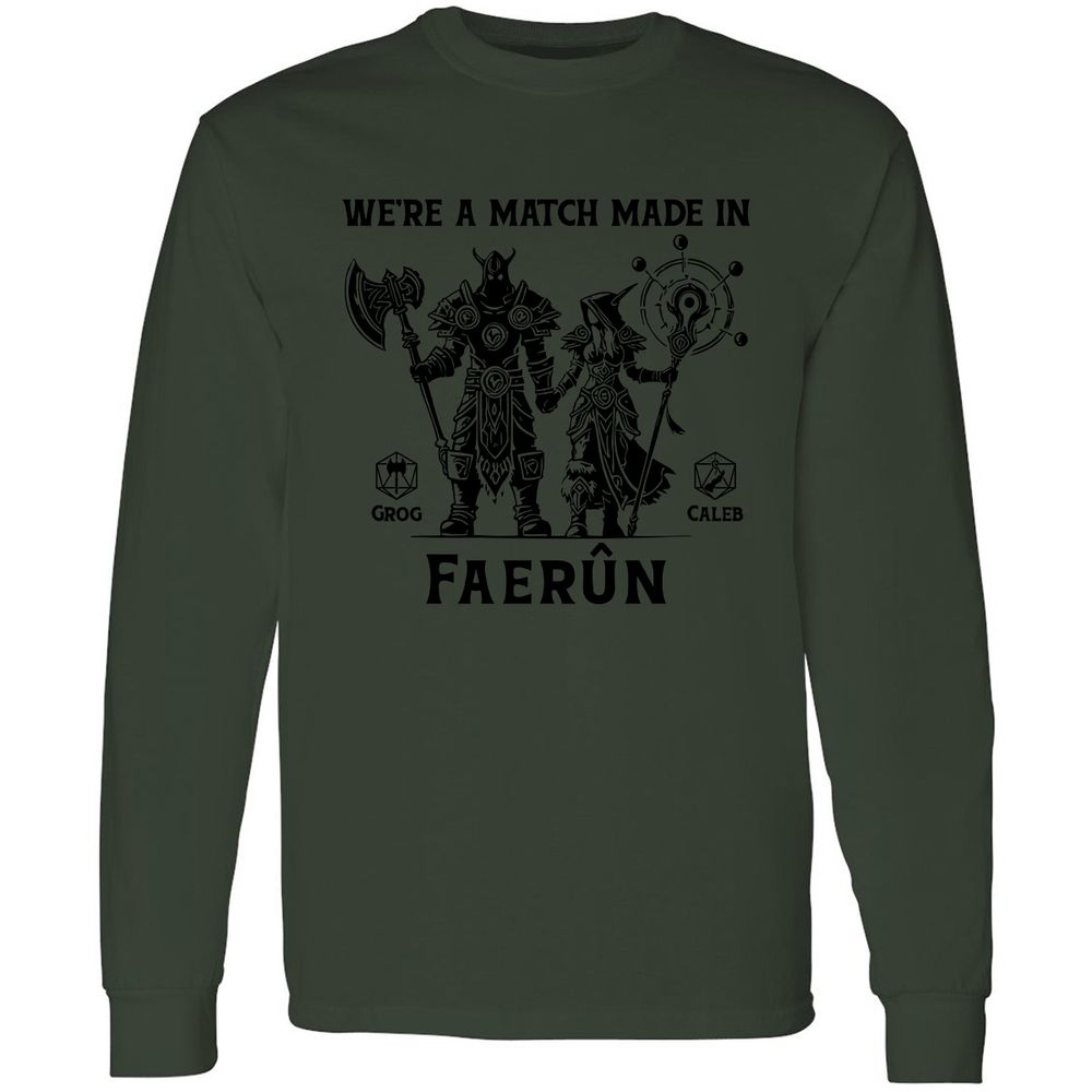 Custom DnD Class Couple Long Sleeve T-Shirt - Forest Green - 8