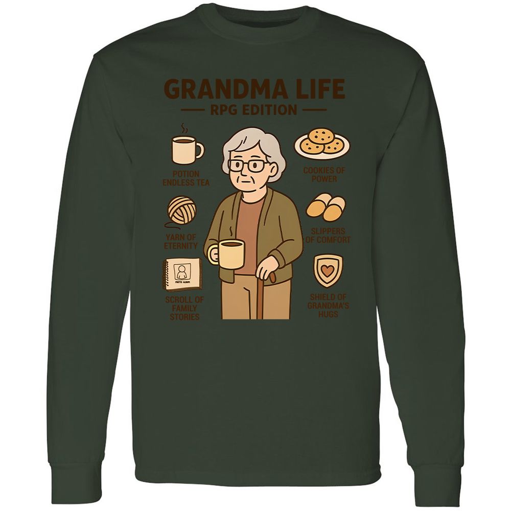 Grandma Life RPG Edition Long Sleeve T-Shirt - Forest Green - 8