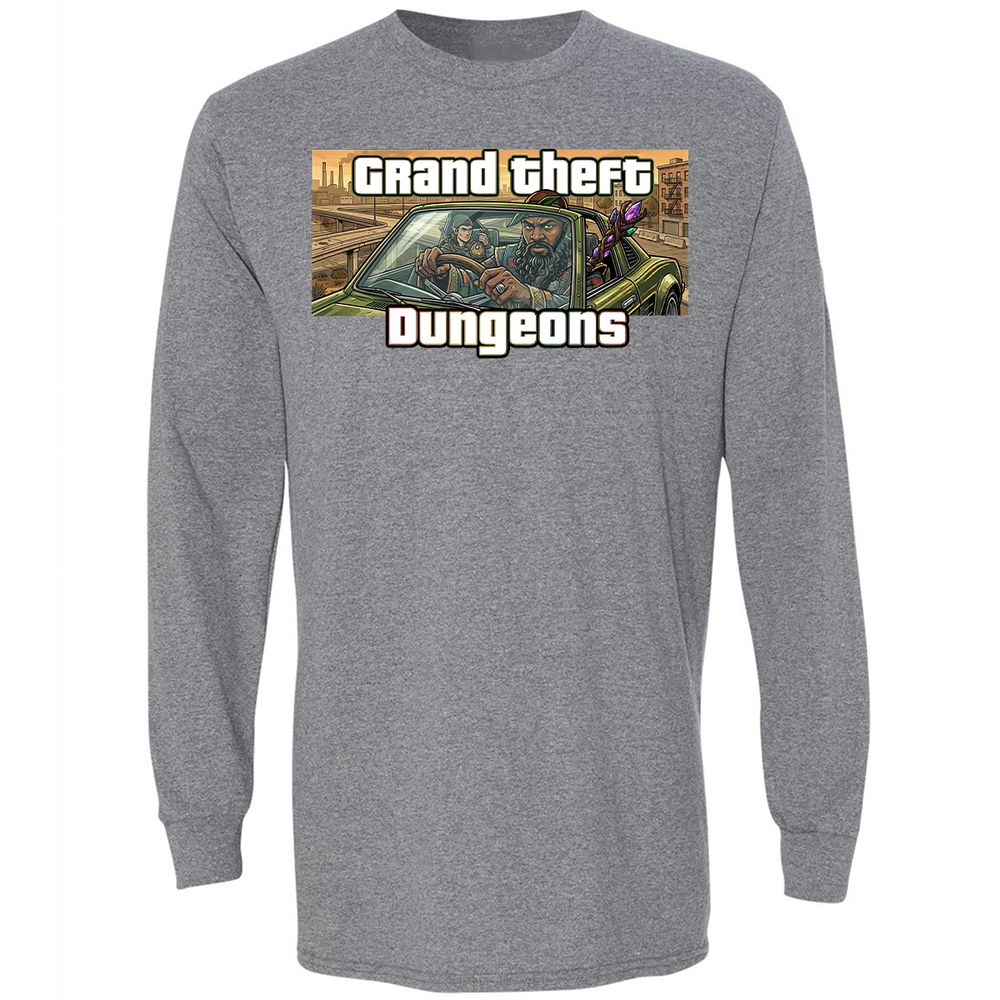 Grand Theft Dungeons Long Sleeve T-Shirt - Graphite Heather - 8