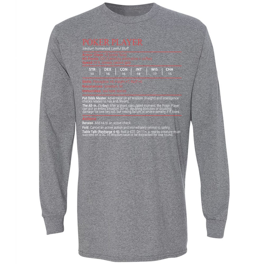 Poker Player Stats Block - Graphite Heather - 8