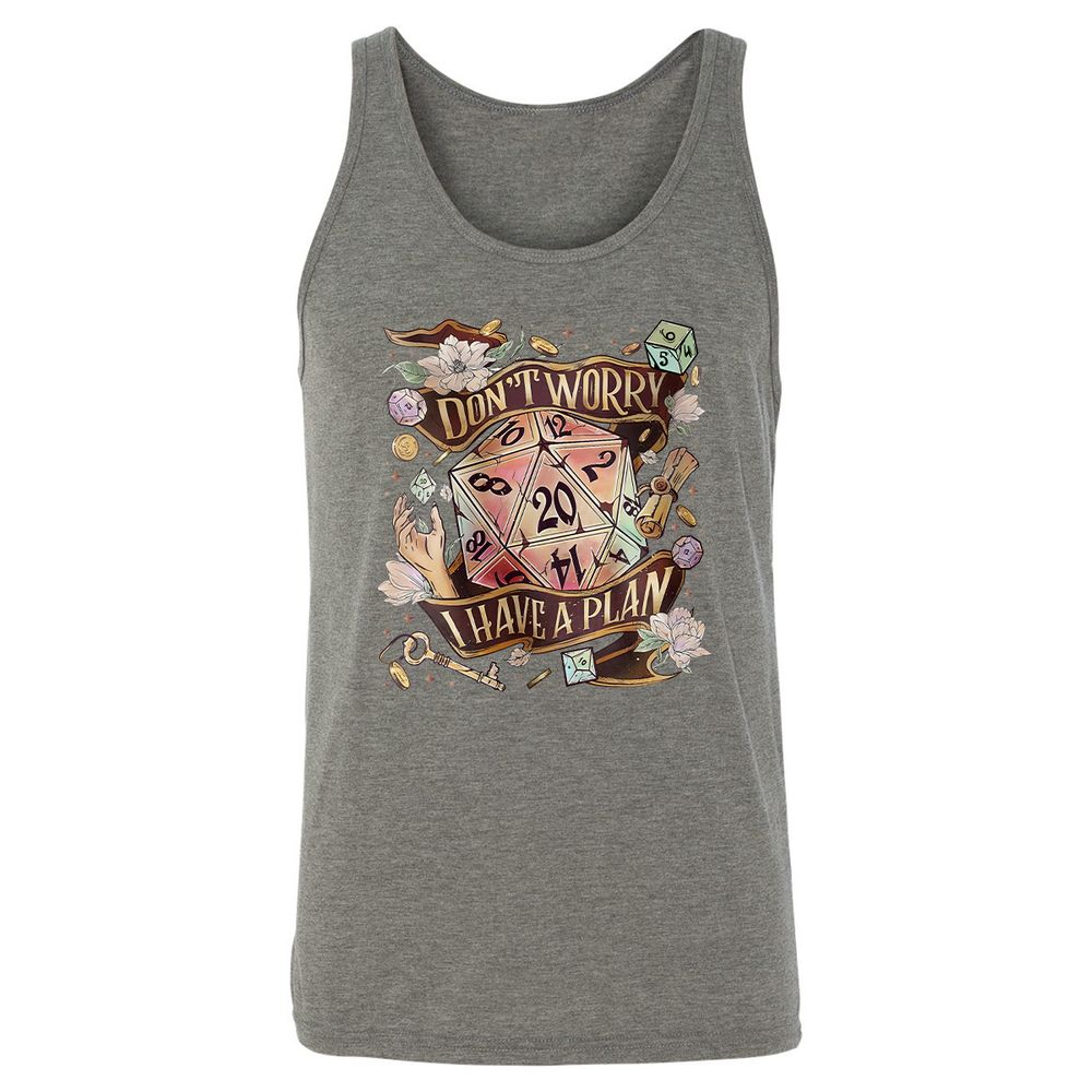 Floral Don't Worry I Have A Plan Unisex Jersey Tank - Grey Triblend - 8