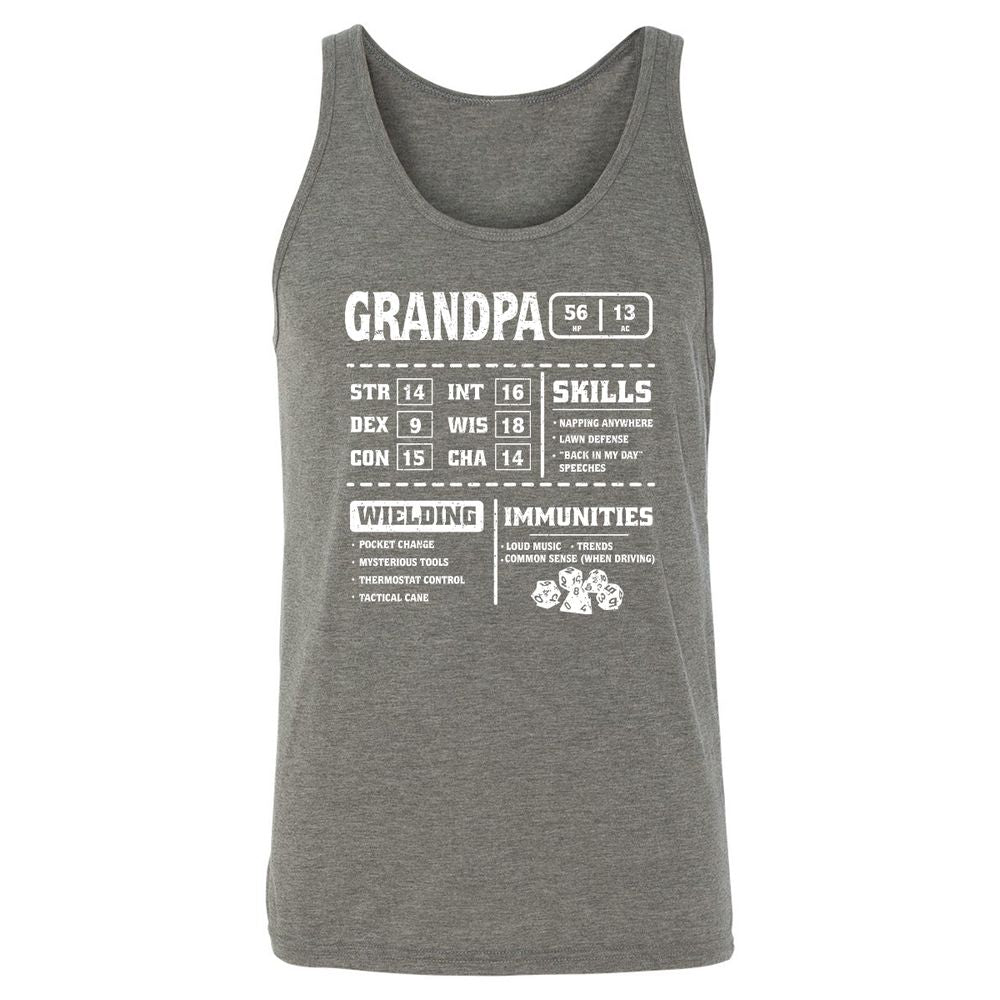 Grandpa Stats 2 Unisex Jersey Tank - Grey Triblend - 8