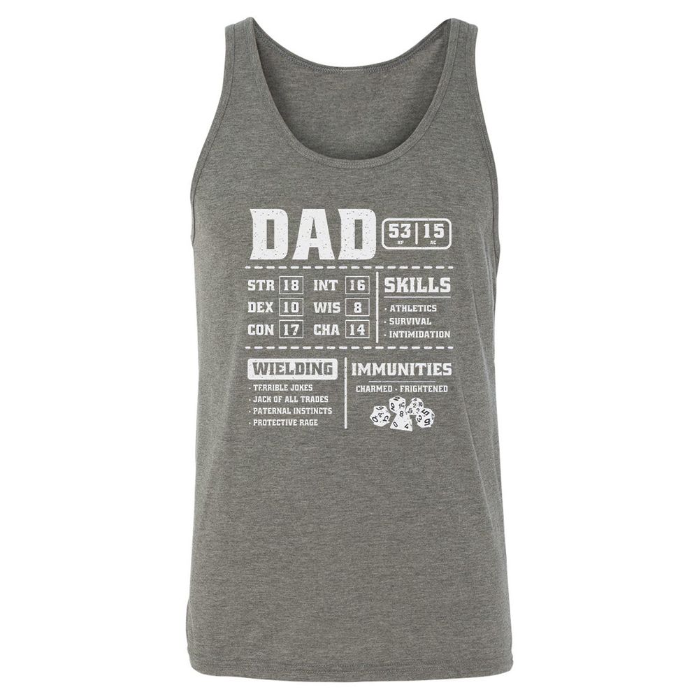 Dad Stat Block 2 Unisex Jersey Tank - Grey Triblend - 8