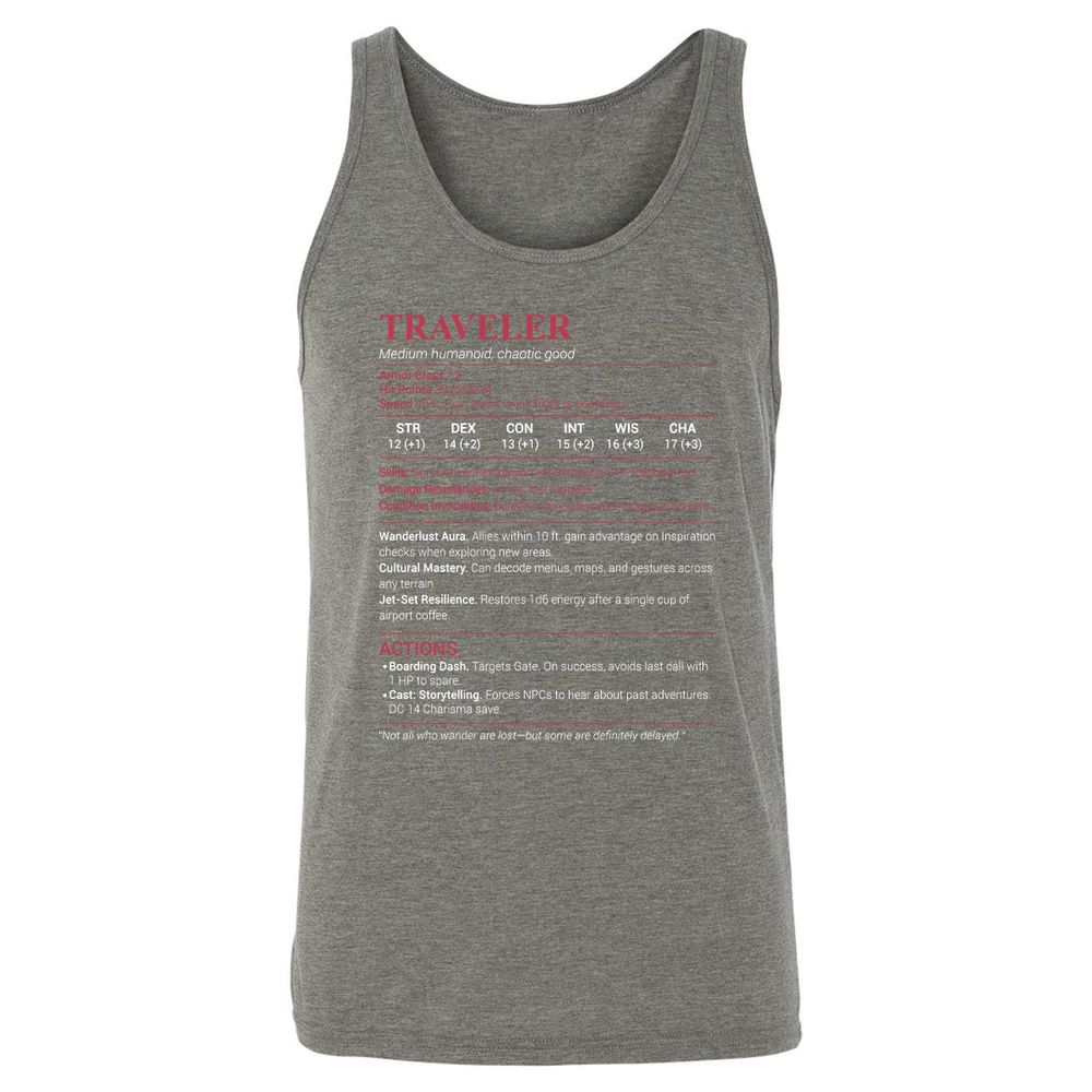 Traveler Unisex Jersey Tank - Grey Triblend - 8