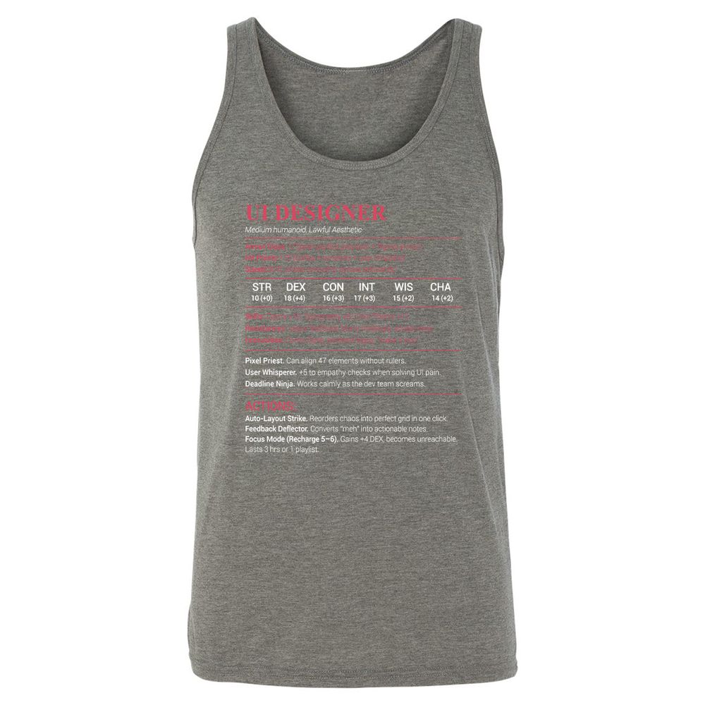 UI Designer Unisex Jersey Tank - Grey Triblend - 8