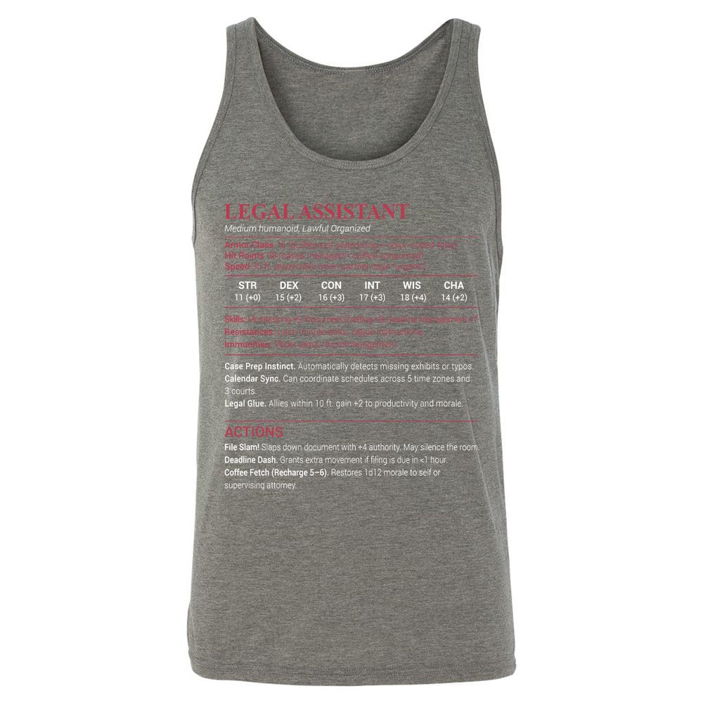Legal Assistant Unisex Jersey Tank - Grey Triblend - 8