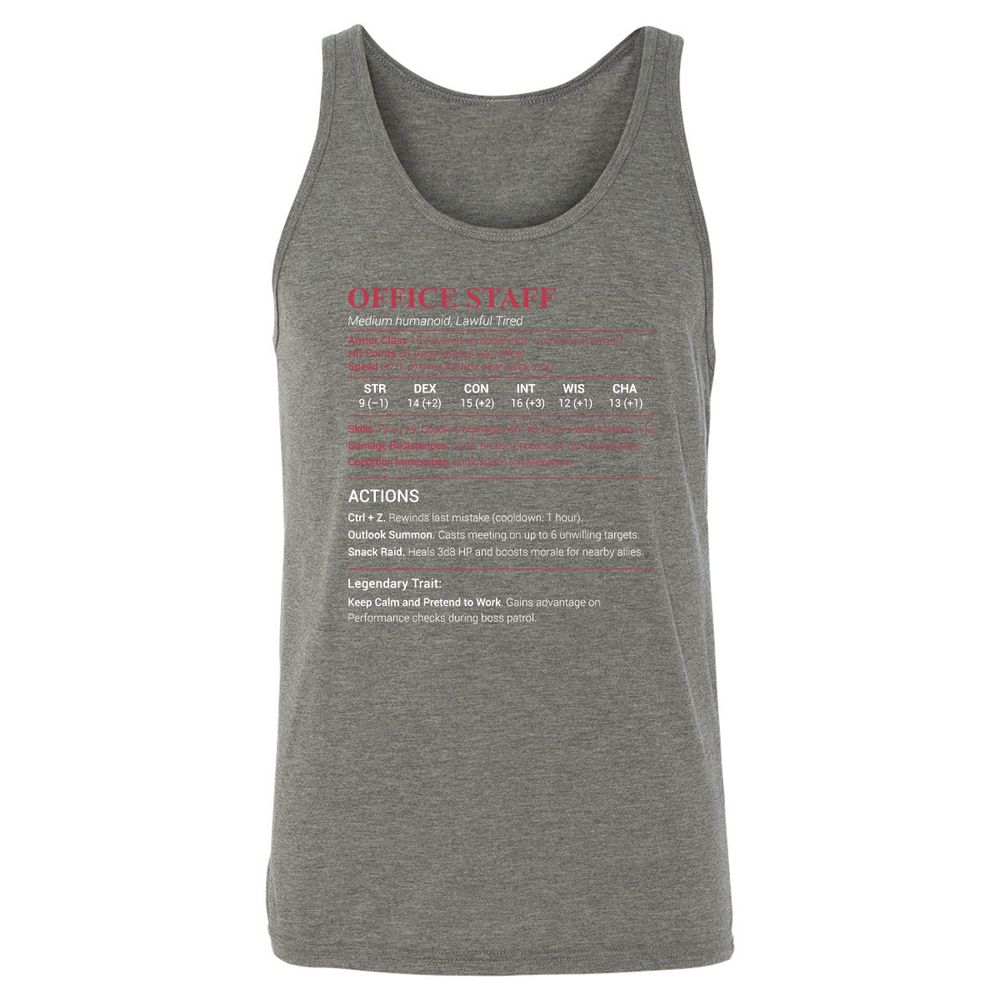 Office Staff Unisex Jersey Tank - Grey Triblend - 8