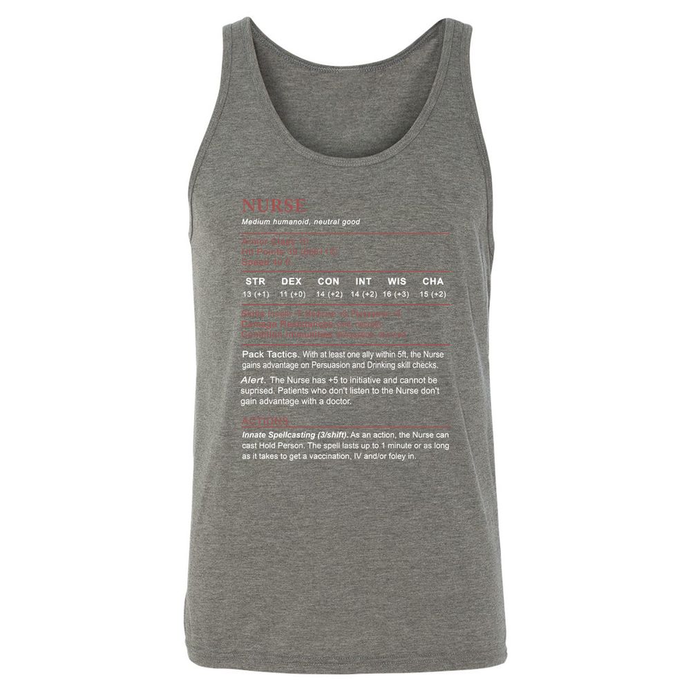 Nurse Stats 2 Unisex Jersey Tank - Grey Triblend - 8