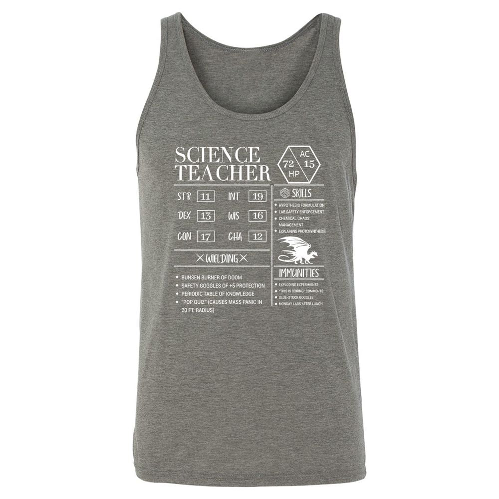 Science Teacher New Unisex Jersey Tank - Grey Triblend - 8