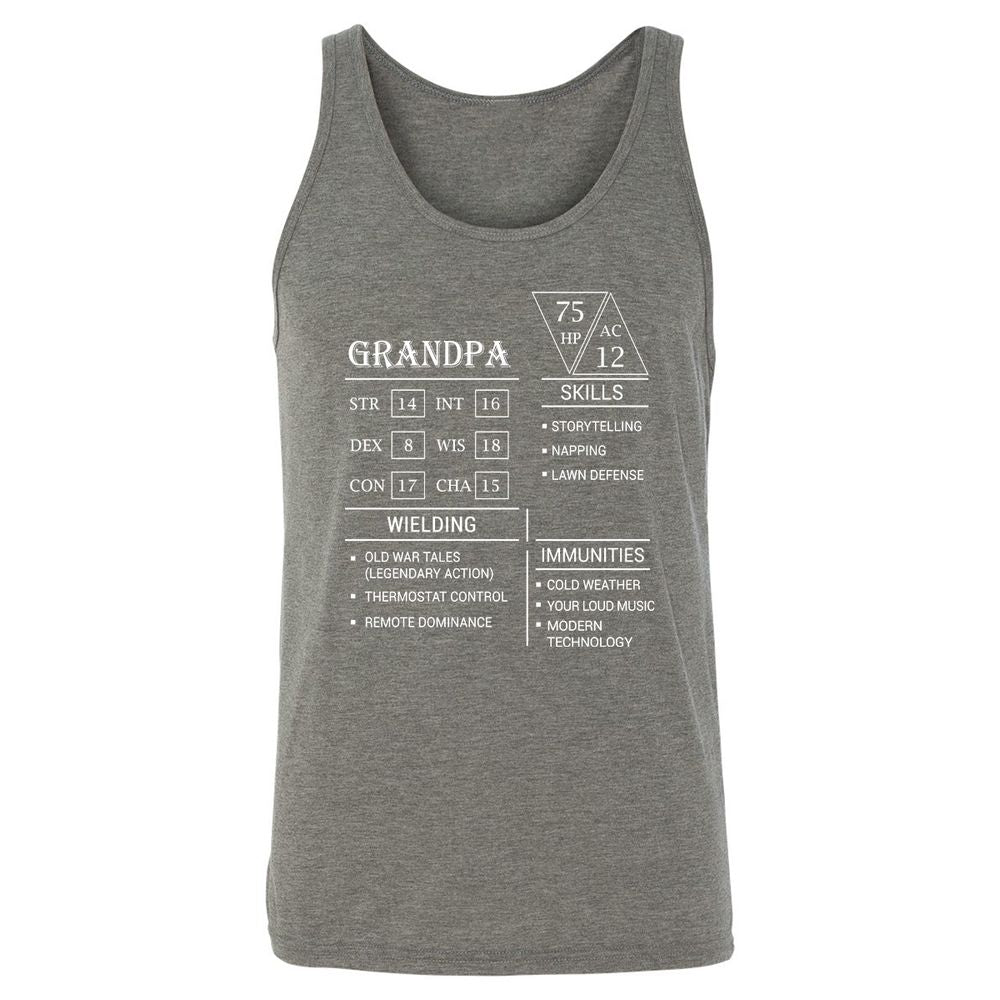 Grandpa Stats Unisex Jersey Tank - Grey Triblend - 8