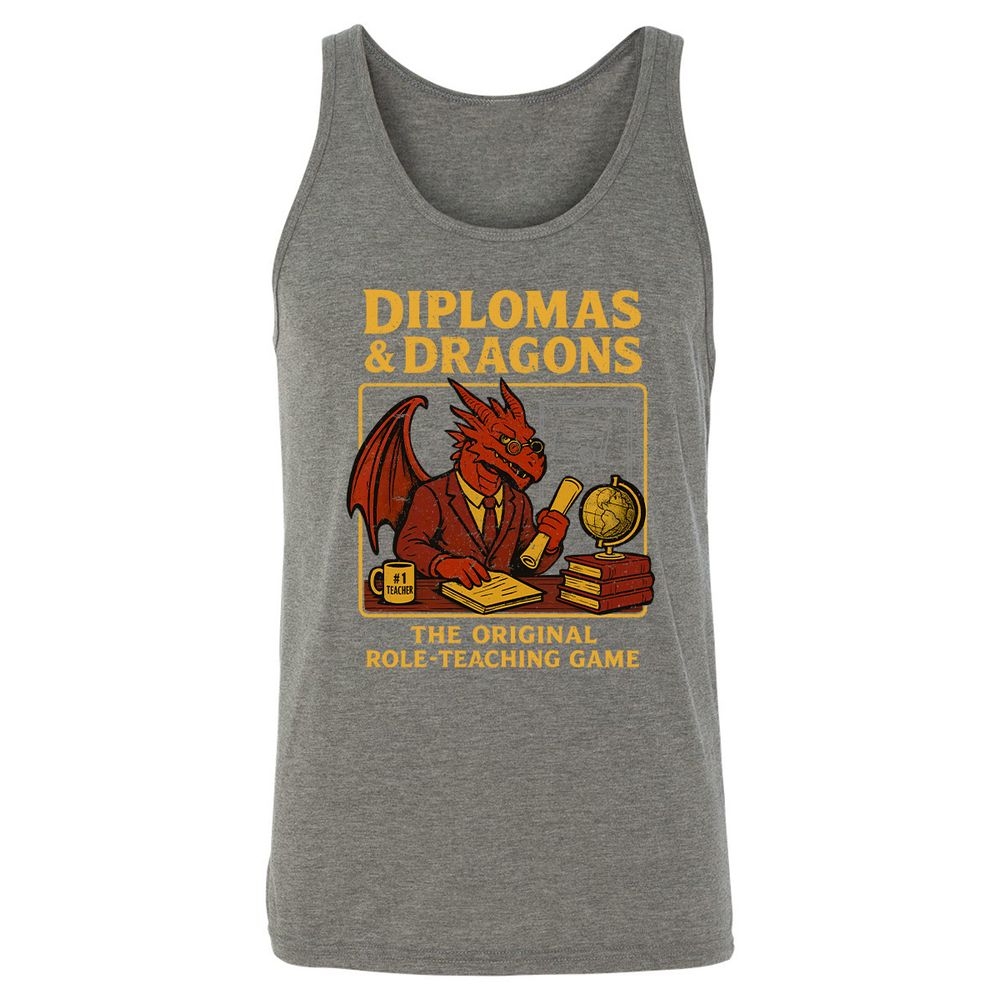 Diplomas & Dragons Unisex Jersey Tank - Grey Triblend - 8