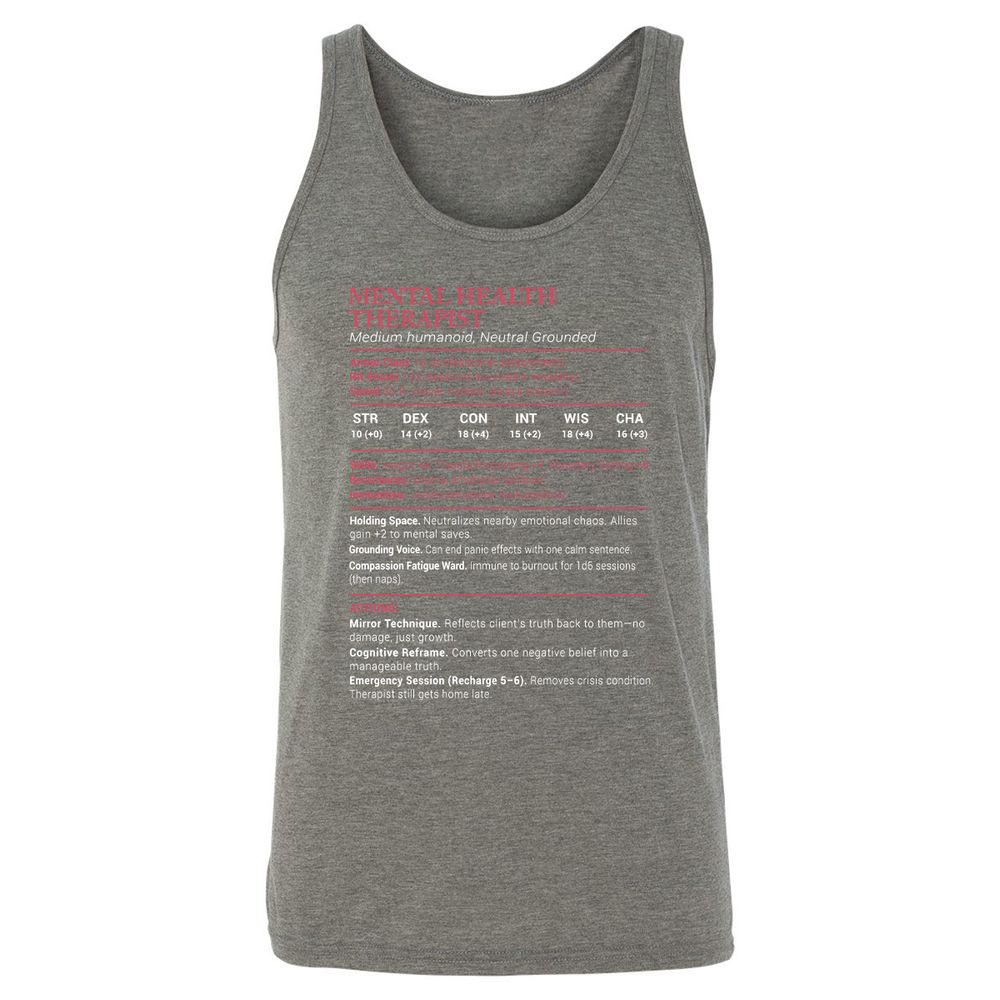 Mental Health Therapist Stats Unisex Jersey Tank - Grey Triblend - 8