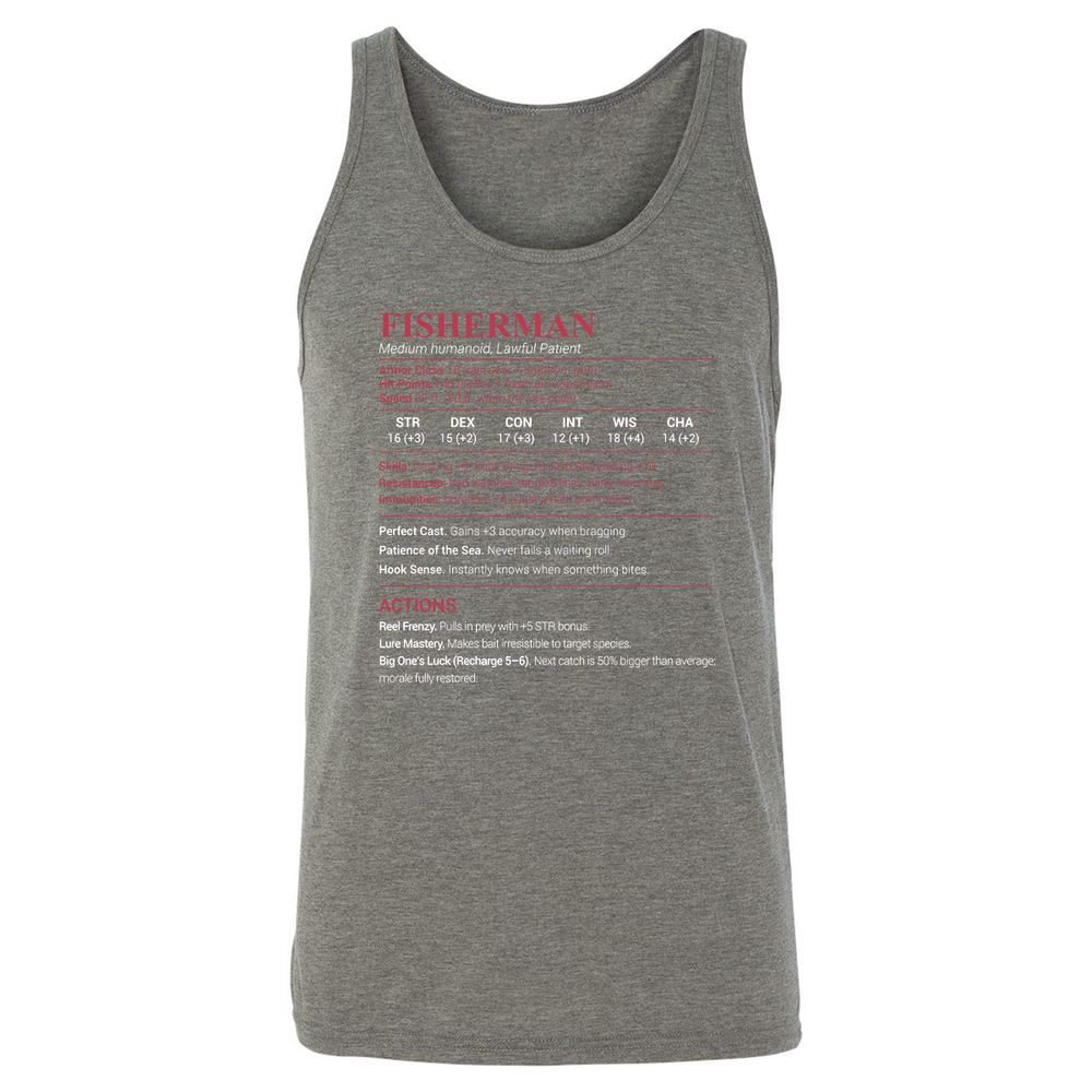 Fisherman Stats Unisex Jersey Tank - Grey Triblend - 8