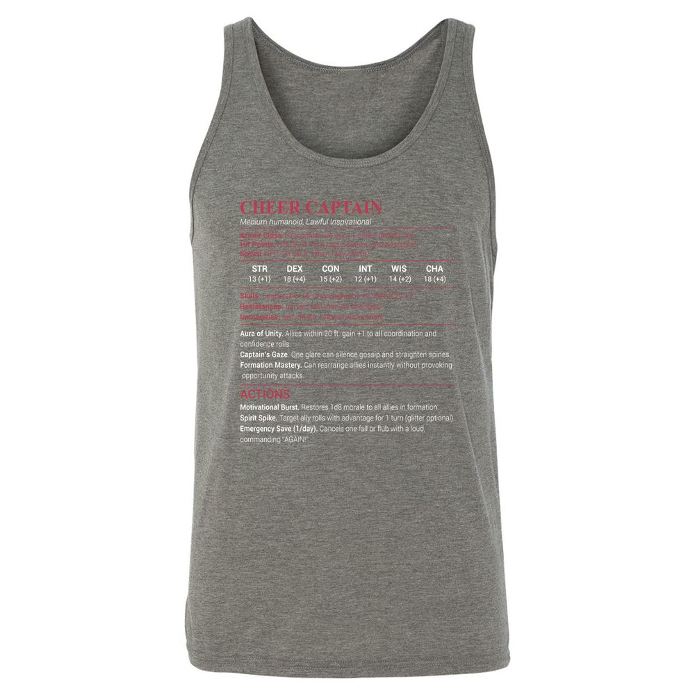 Cheer Captain Unisex Jersey Tank - Grey Triblend - 8
