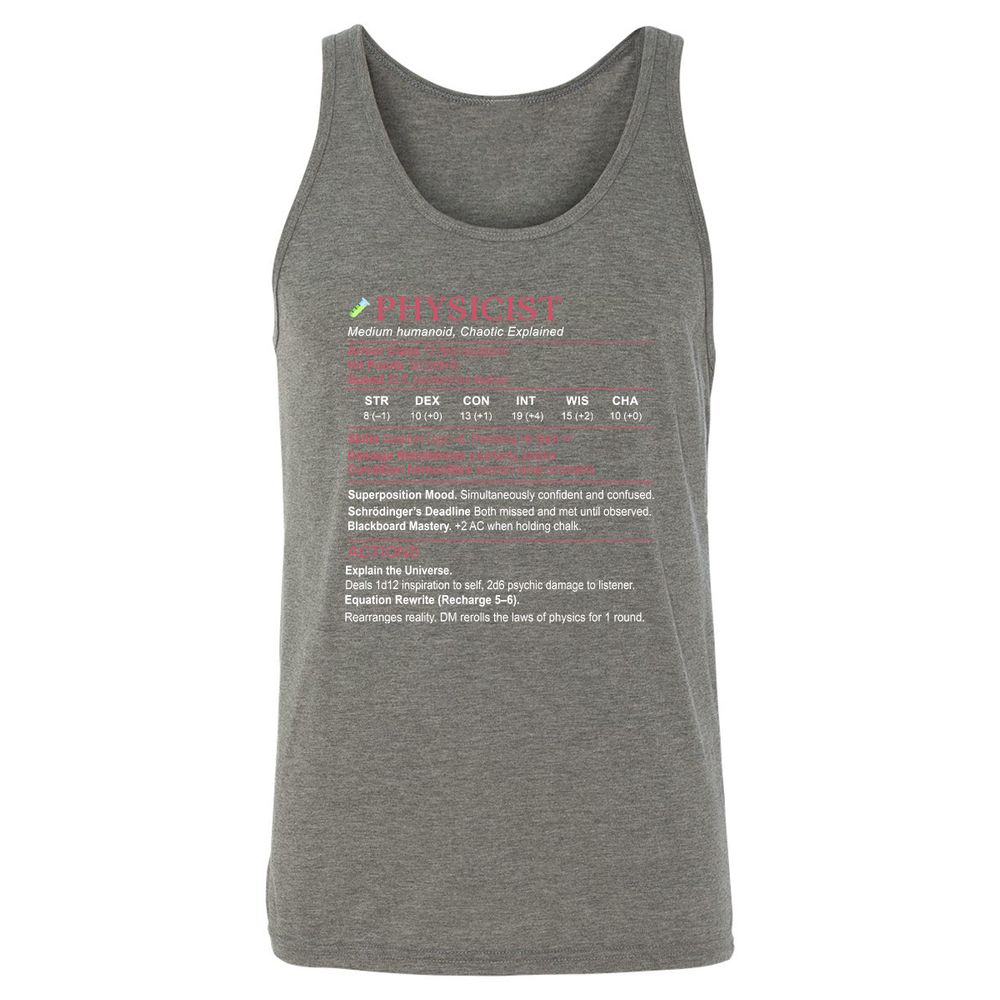 Physicist Stats Unisex Jersey Tank - Grey Triblend - 8