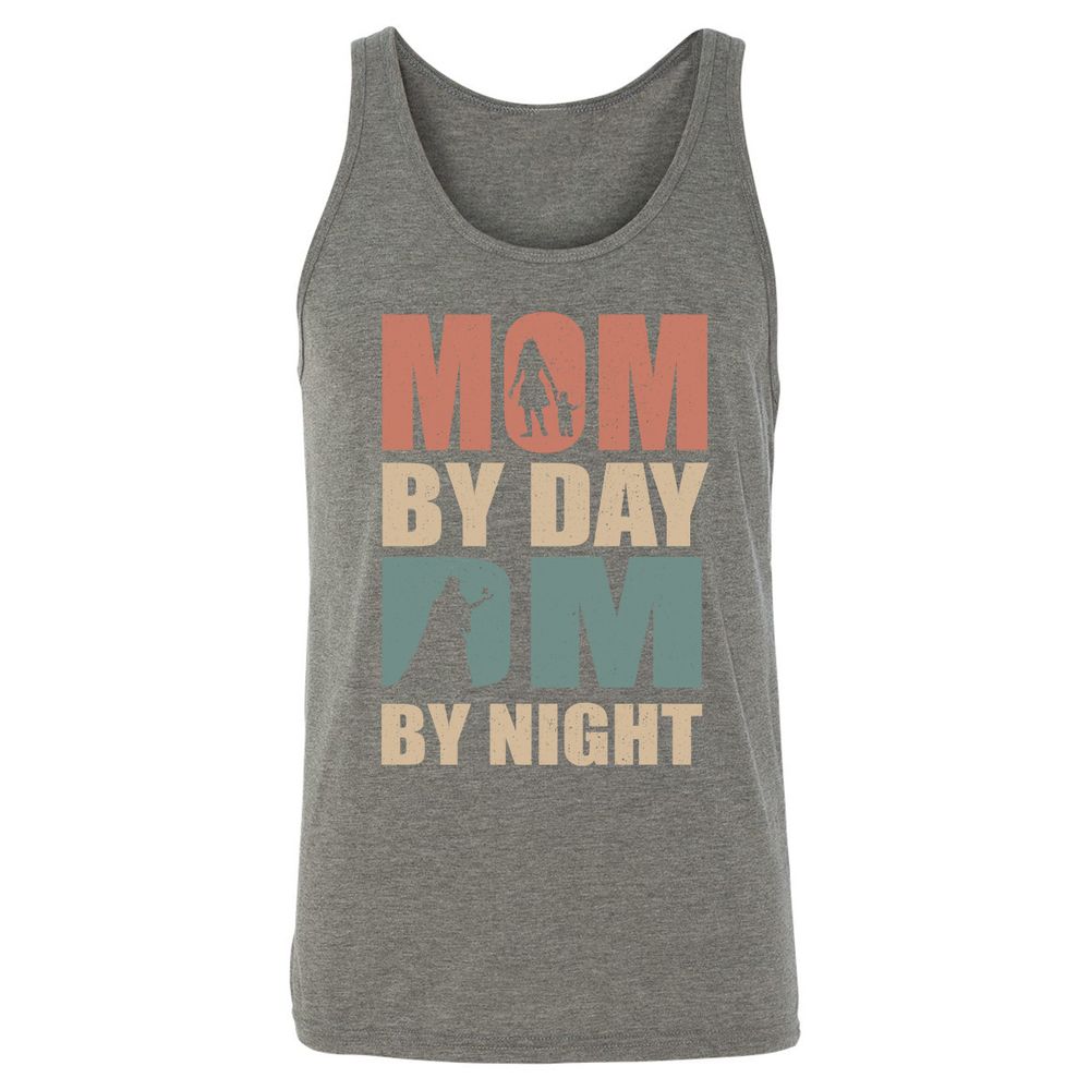Mom By Day DM By Night Unisex Jersey Tank - Grey Triblend - 8