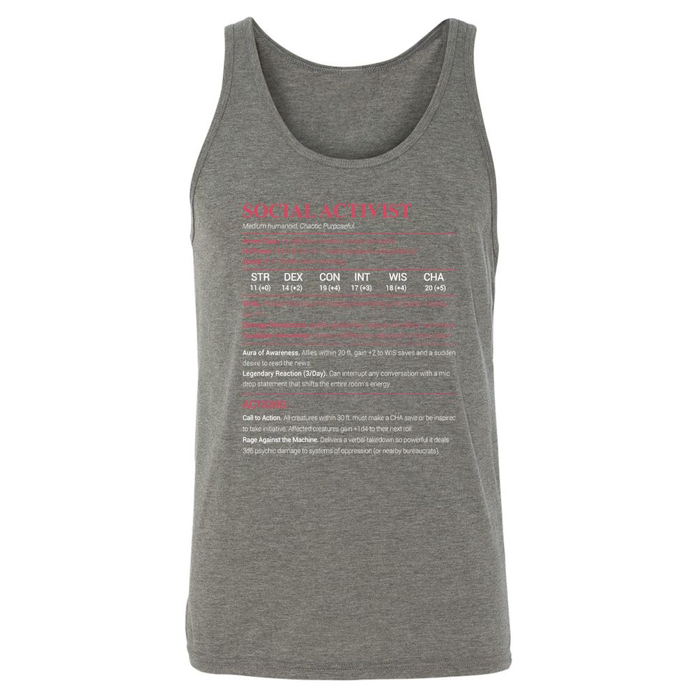 Social Activist Unisex Jersey Tank - Grey Triblend - 8