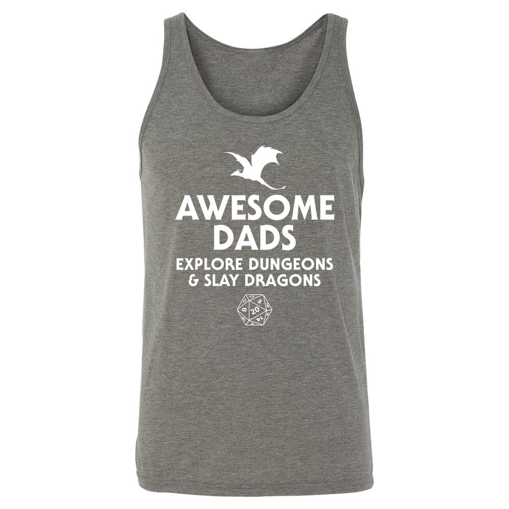 Awesome Dads Slay Dragons Unisex Jersey Tank - Grey Triblend - 8