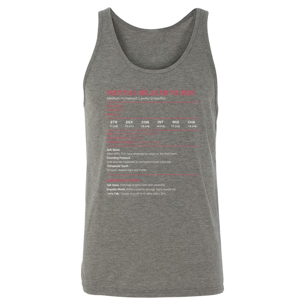 Mental Health Nurse Stats Unisex Jersey Tank - Grey Triblend - 8