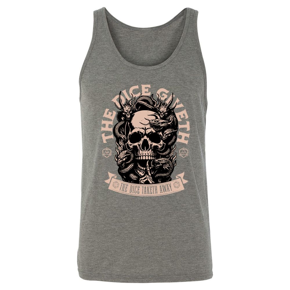 The Dice Giveth The Dice Taketh Away Unisex Jersey Tank - Grey Triblend - 8