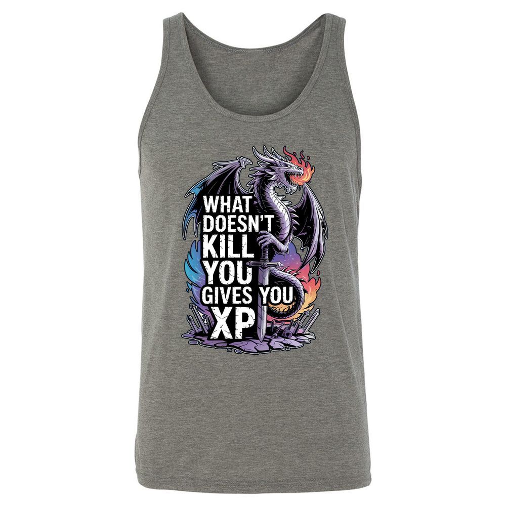 What Doesn't Kill You Dragon Unisex Jersey Tank - Grey Triblend - 8