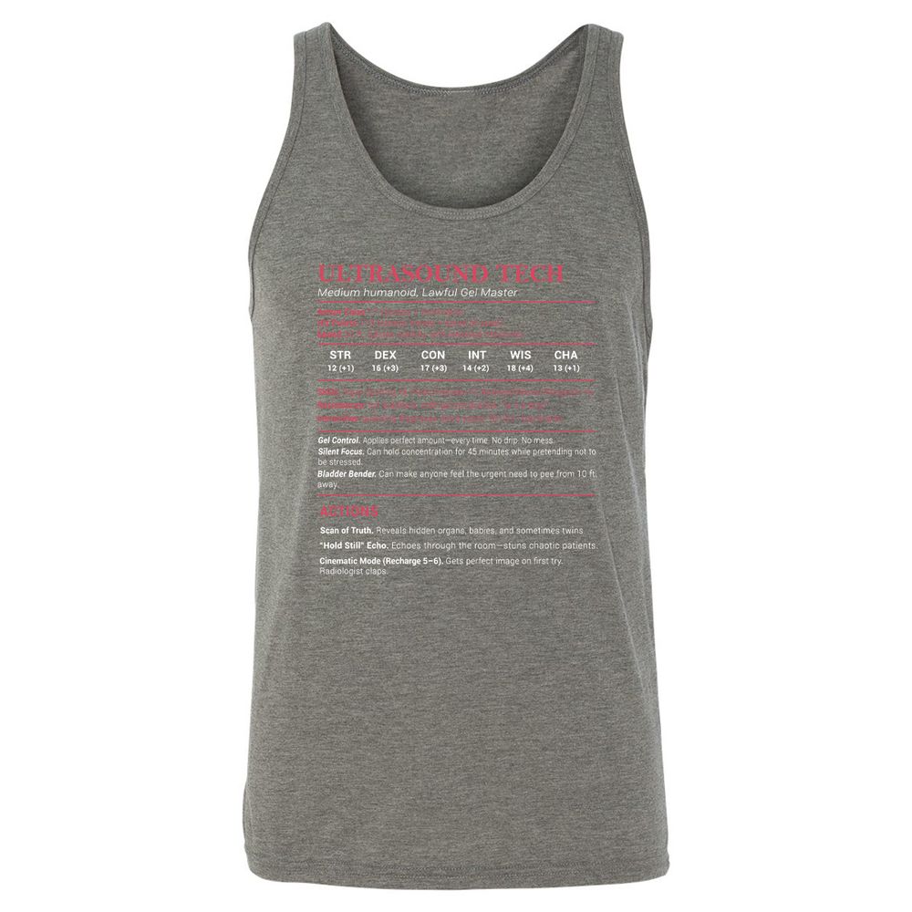Ultrasound Tech Stats Unisex Jersey Tank - Grey Triblend - 8