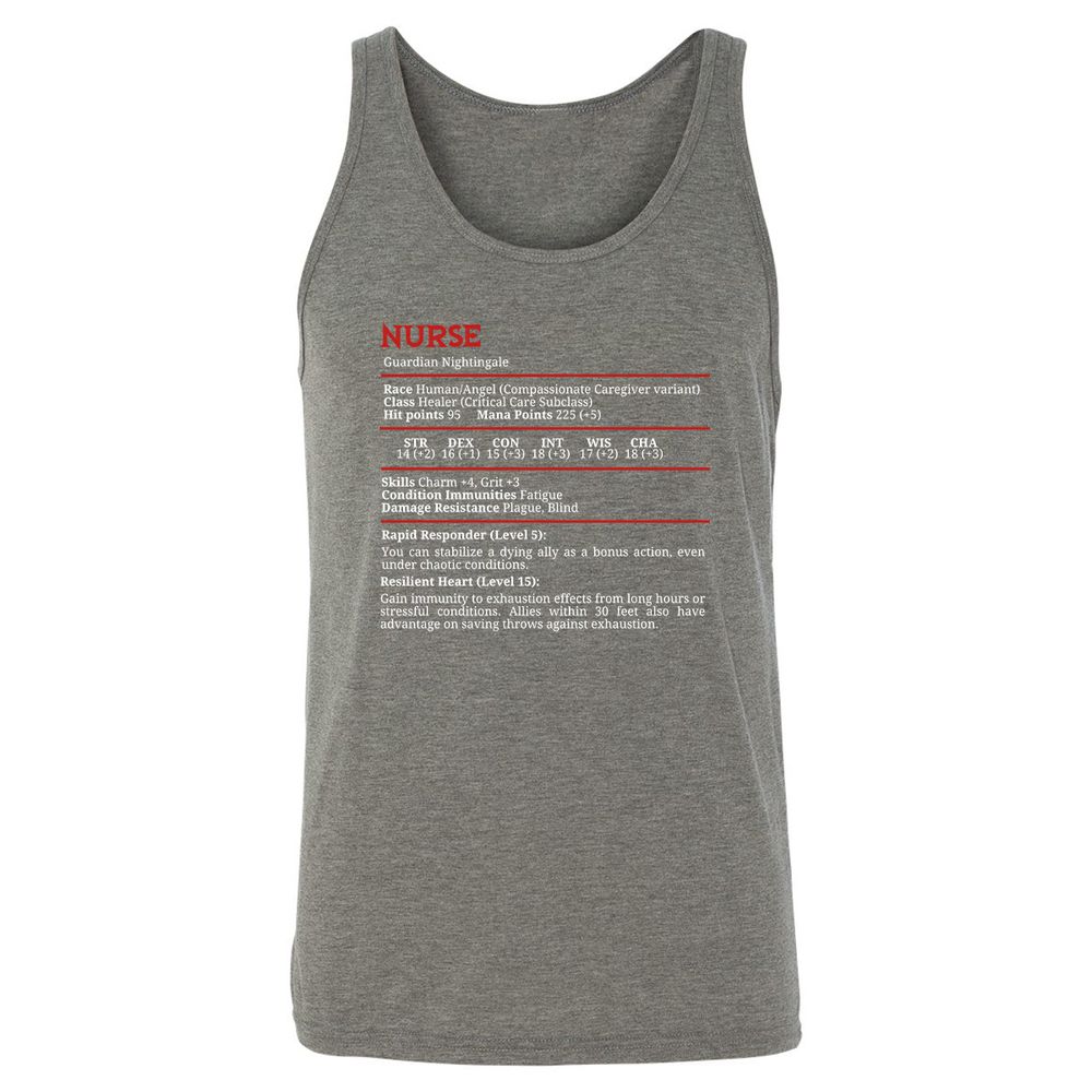 Nurse Stats Unisex Jersey Tank - Grey Triblend - 8