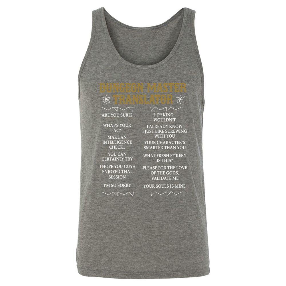 Dungeon Master Translator Unisex Jersey Tank - Grey Triblend - 8