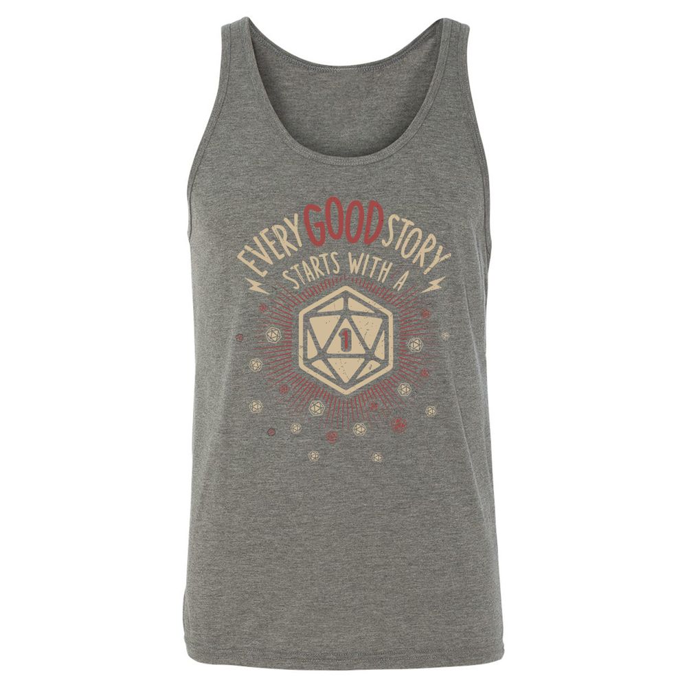 Good Story Starts With A 1 Unisex Jersey Tank - Grey Triblend - 8