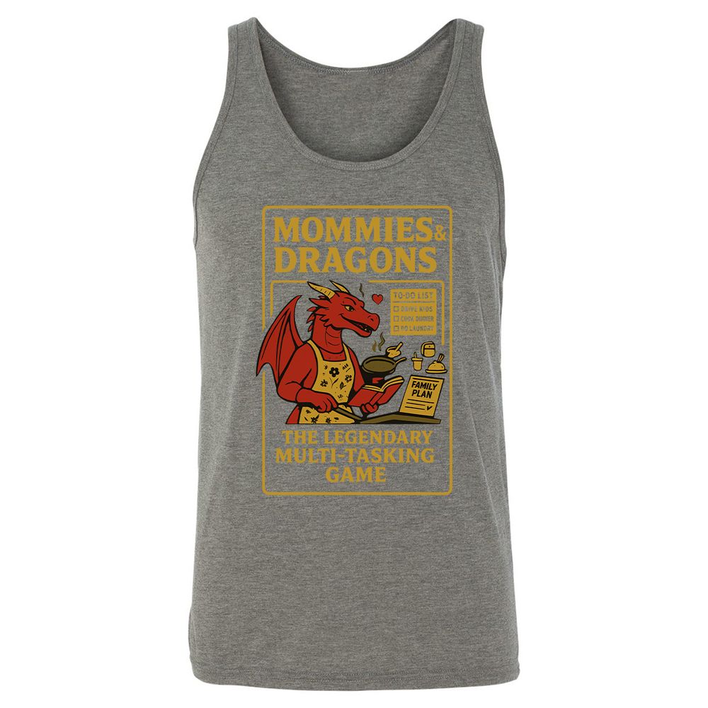 Mommies & Dragons Unisex Jersey Tank - Grey Triblend - 8