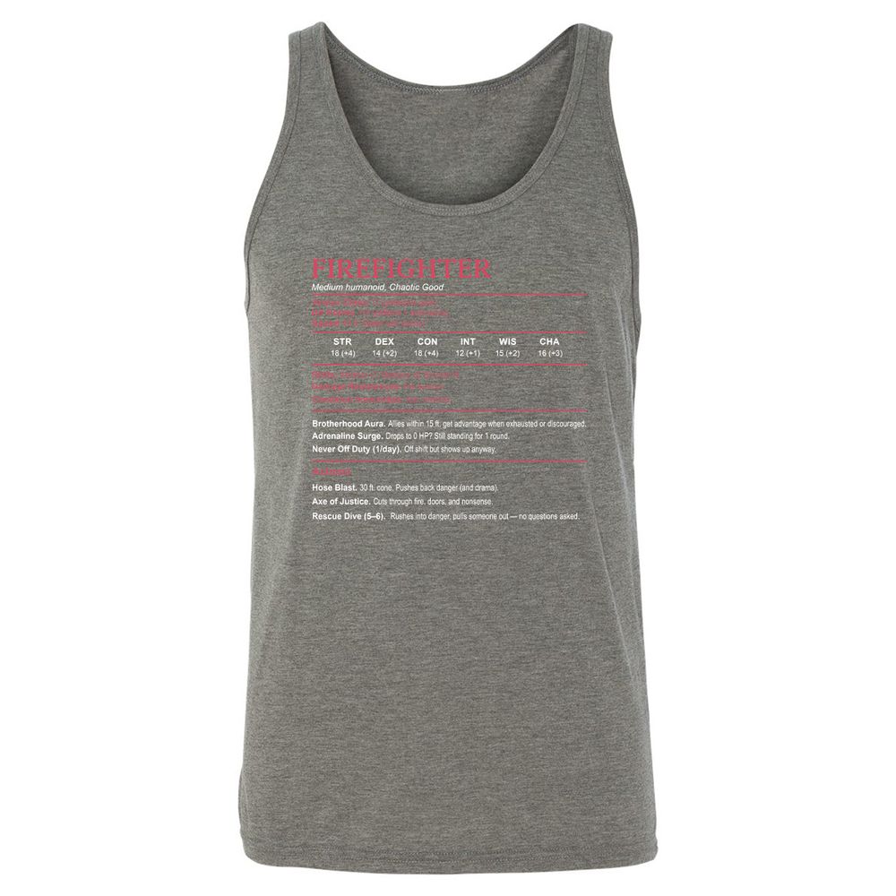 Firefighter Stats Unisex Jersey Tank - Grey Triblend - 8