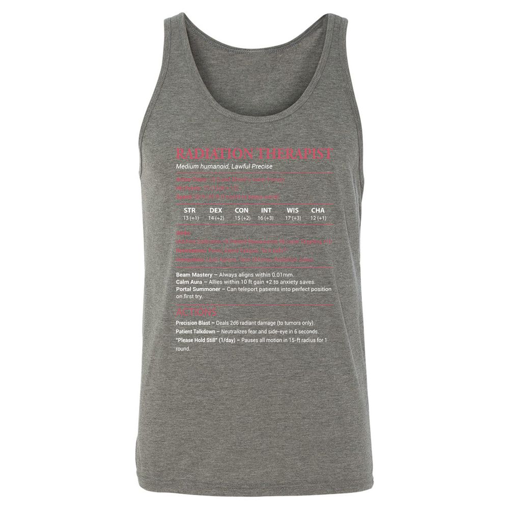 Radiation Therapist Unisex Jersey Tank - Grey Triblend - 8