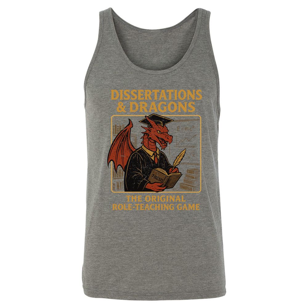 Disserations & Dragons Unisex Jersey Tank - Grey Triblend - 8