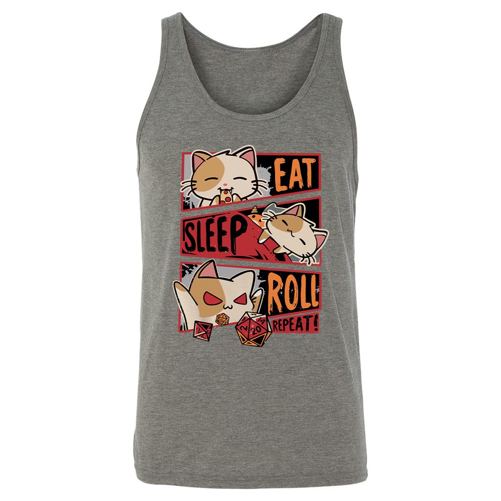 Eat Sleep Roll Repeat Unisex Jersey Tank - Grey Triblend - 8