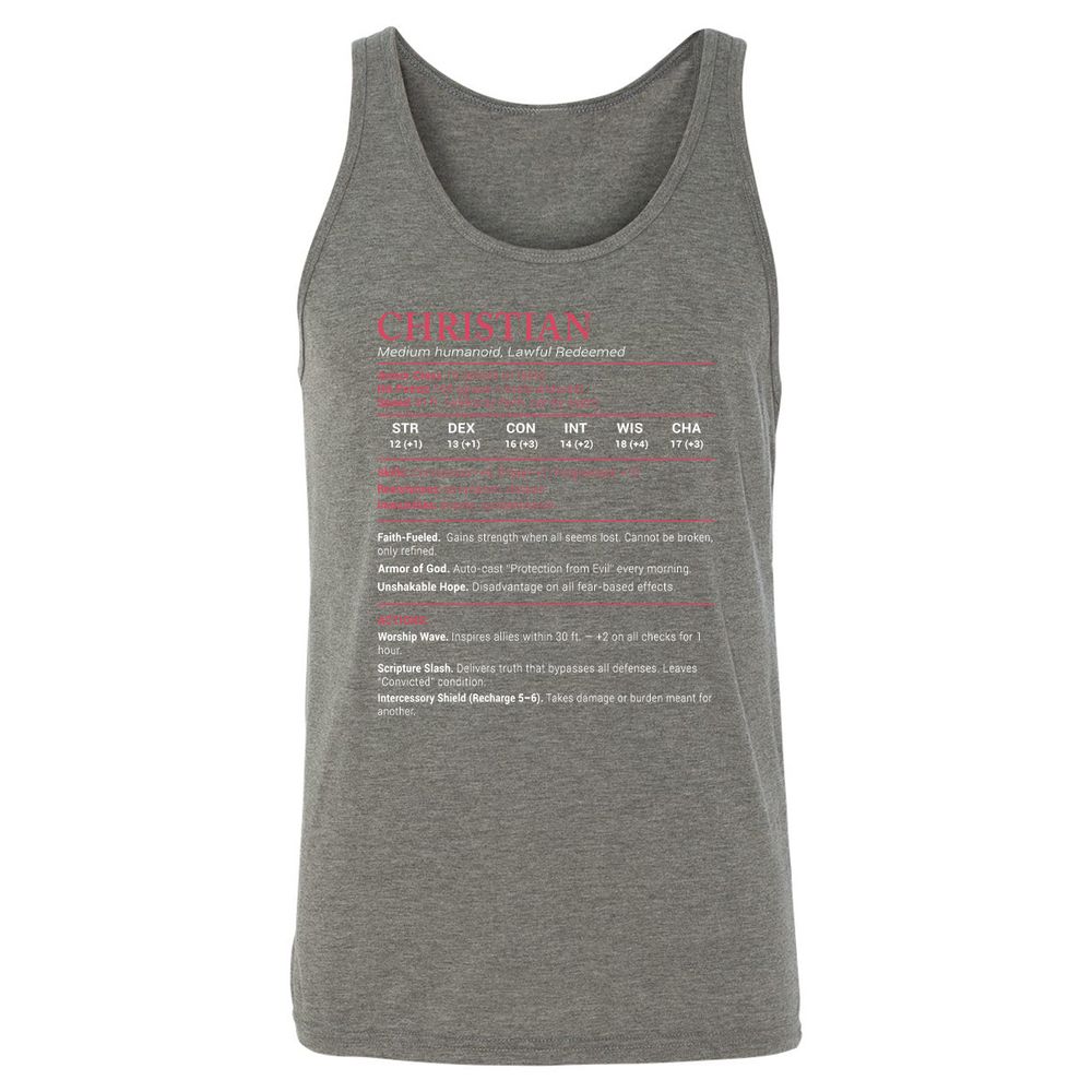 Christian Stats Unisex Jersey Tank - Grey Triblend - 8