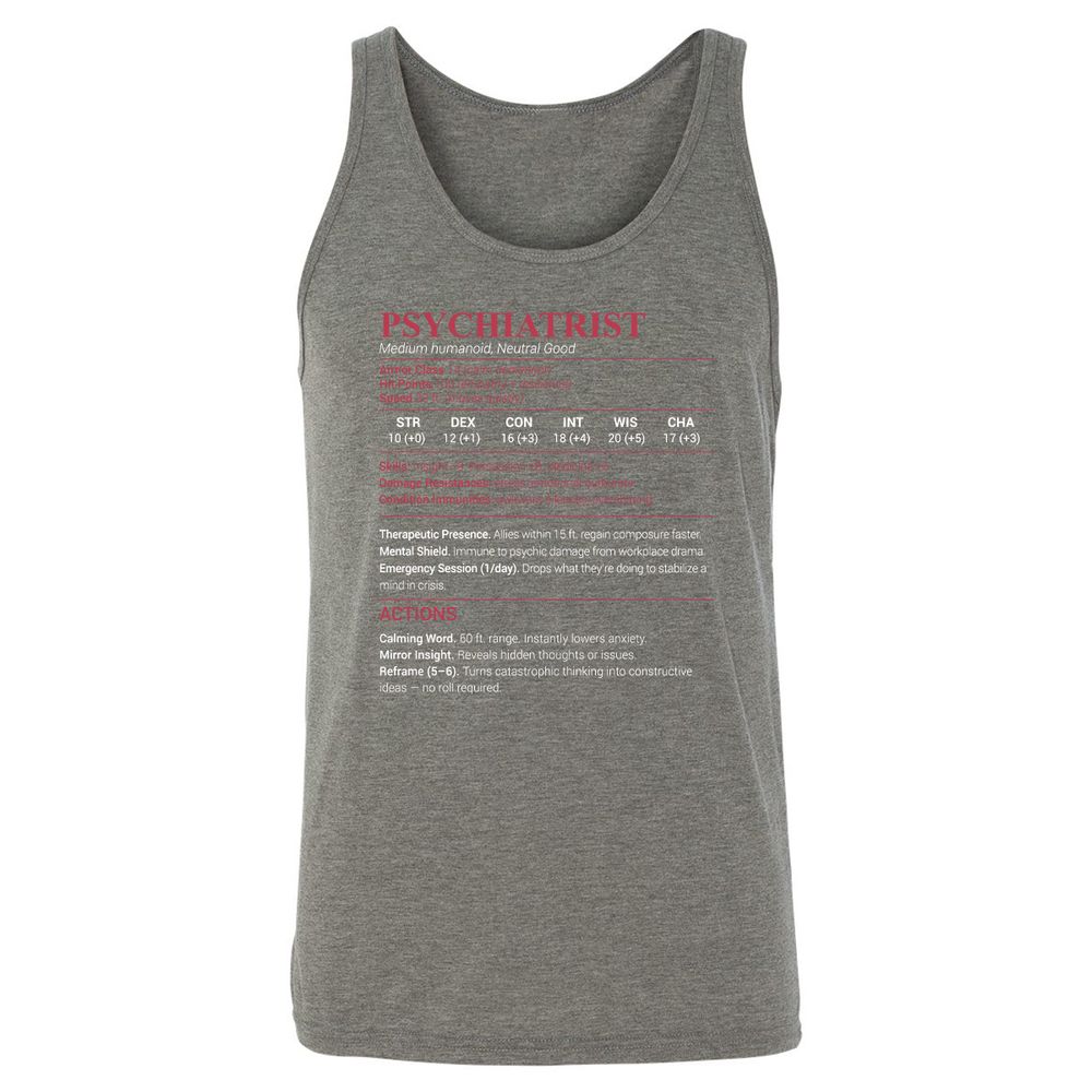 Psychiatrist Stats Unisex Jersey Tank - Grey Triblend - 8