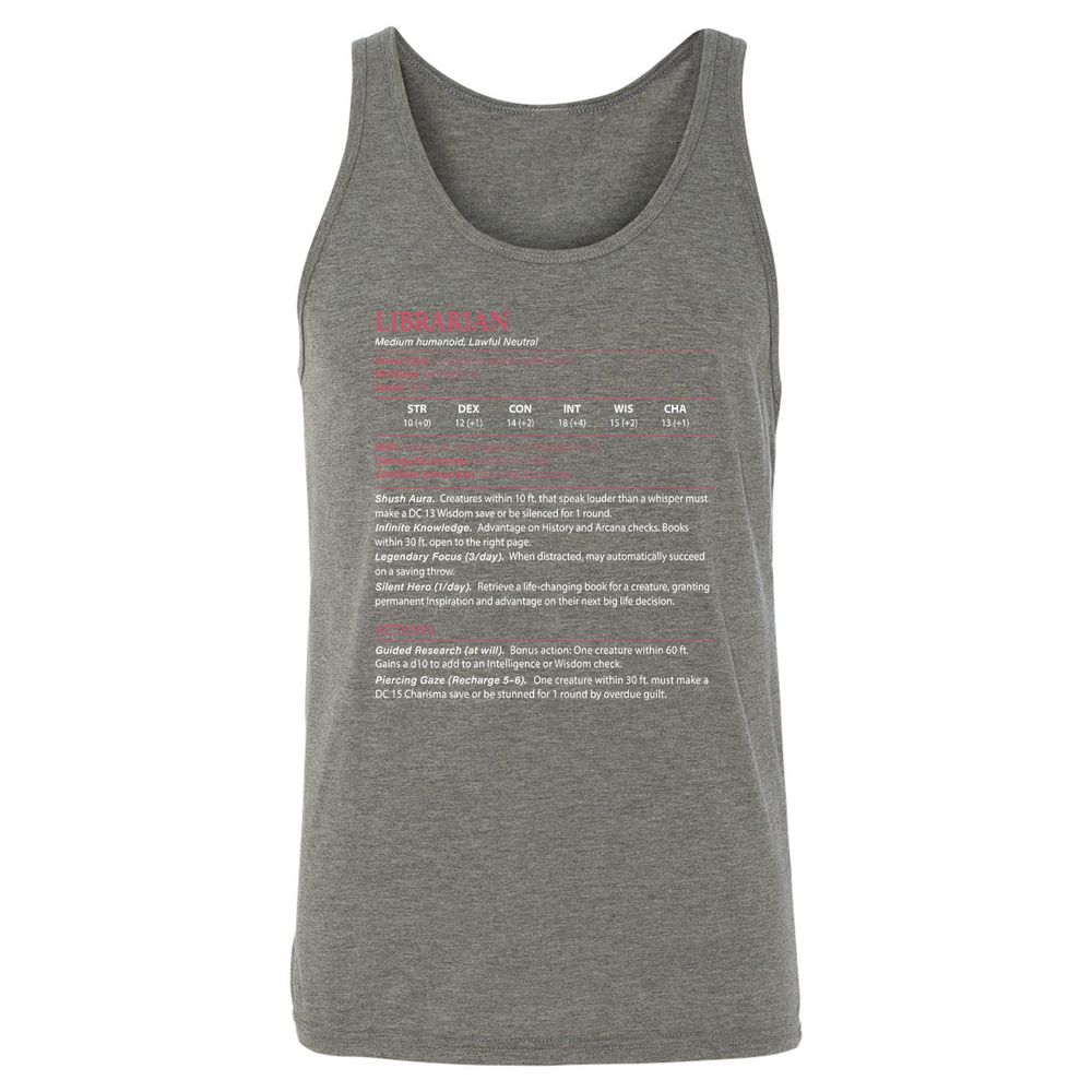 Librarian Stats Unisex Jersey Tank - Grey Triblend - 8