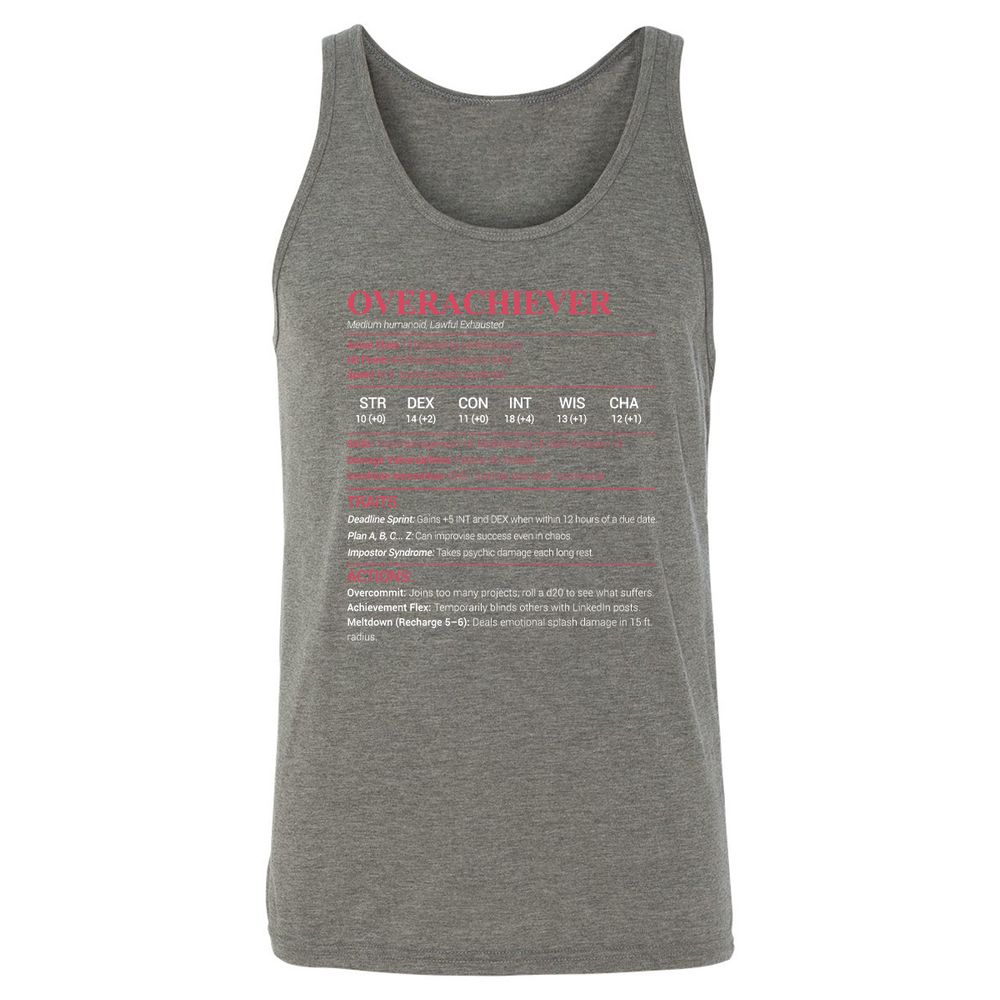 Overachiever Unisex Jersey Tank - Grey Triblend - 8