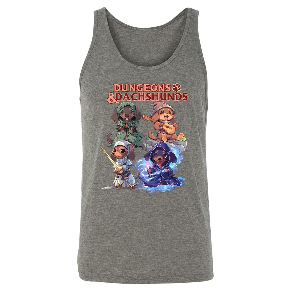 Dungeons & Dachshunds Unisex Jersey Tank - Grey Triblend - 8