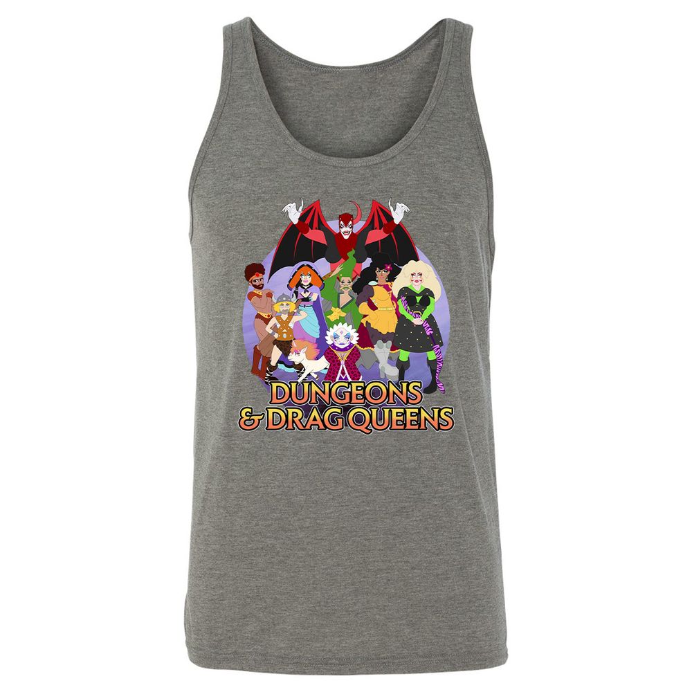 Dungeons n Drag Queens Cartoon Unisex Jersey Tank - Grey Triblend - 8