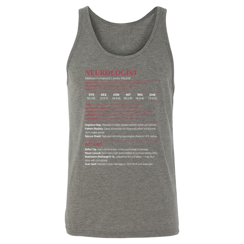 Neurologist Stats Unisex Jersey Tank - Grey Triblend - 8