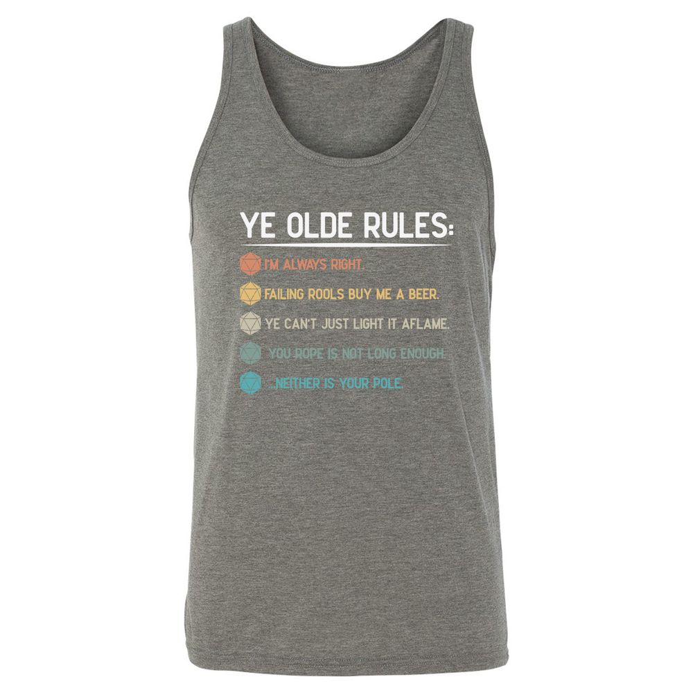 Dungeon Master Rules – Ye Olde RPG Unisex Jersey Tank - Grey Triblend - 8
