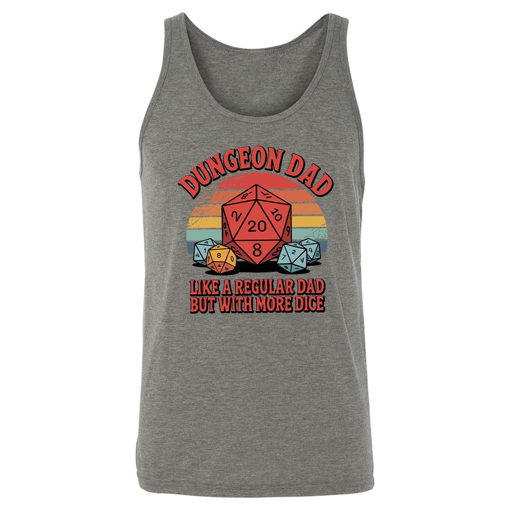 Dungeon Dad With More Dice Unisex Jersey Tank - Grey Triblend - 8