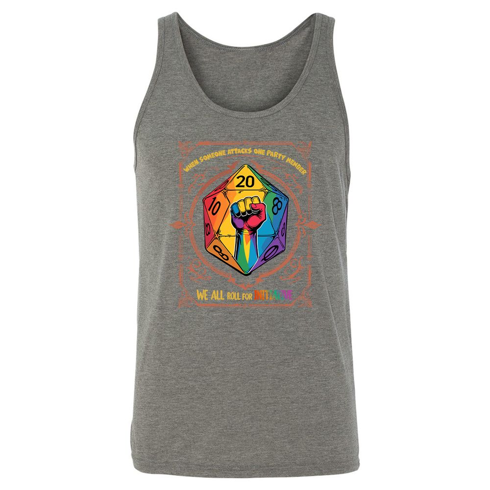Roll For Initiative Unisex Jersey Tank - Grey Triblend - 8