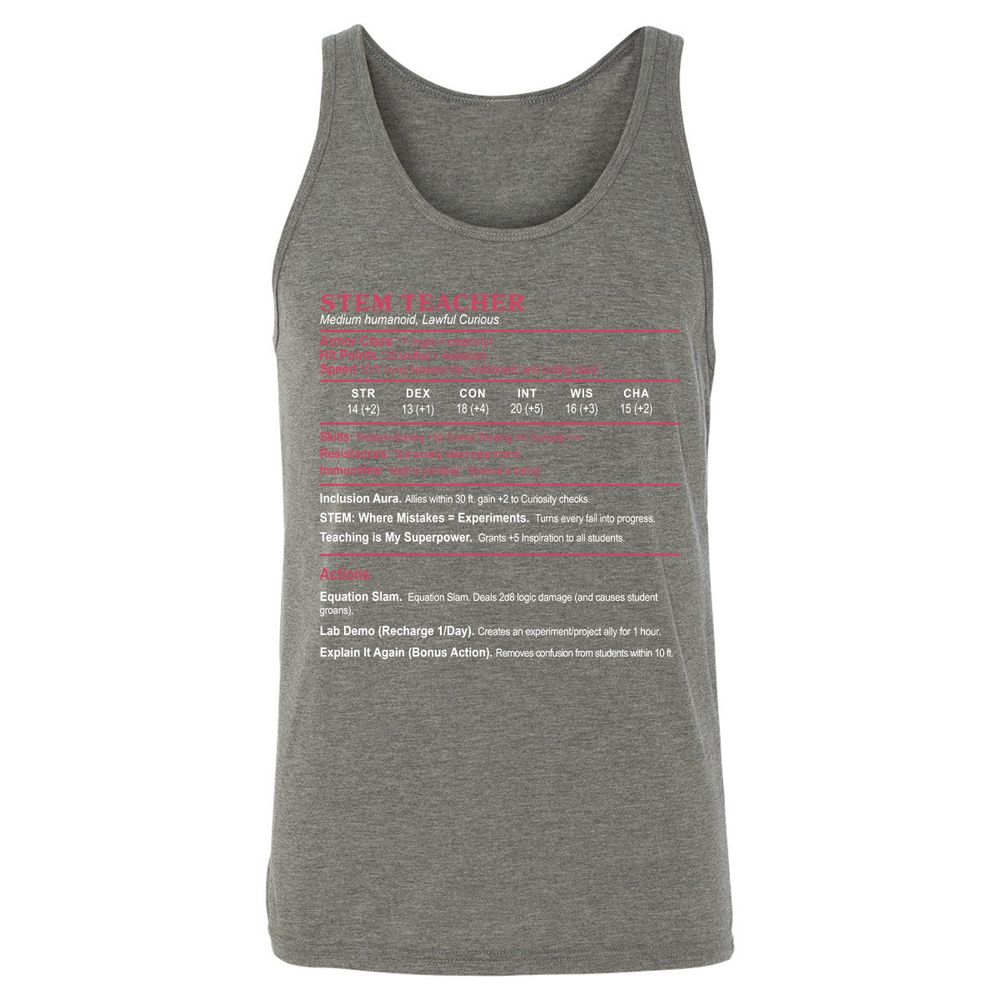 STEM TEACHER Unisex Jersey Tank - Grey Triblend - 8