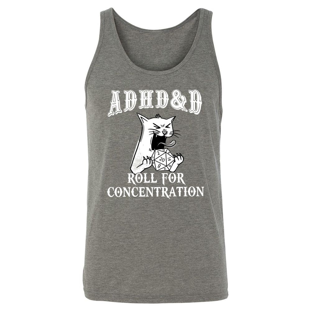 Cat ADHD&D Roll For Concentration Unisex Jersey Tank - Grey Triblend - 8