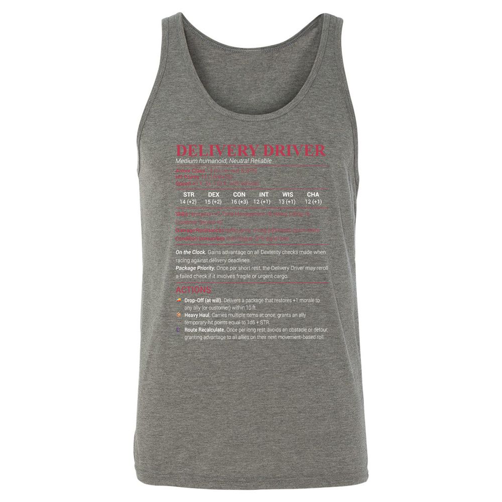 Delivery Driver Unisex Jersey Tank - Grey Triblend - 8