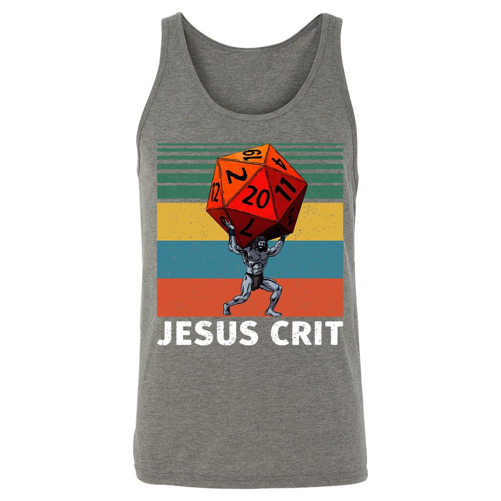 Jesus Crit Unisex Jersey Tank - Grey Triblend - 8