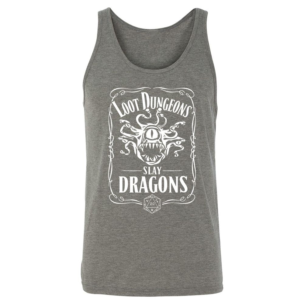 Loot Dungeon Slay Dragons Unisex Jersey Tank - Grey Triblend - 8